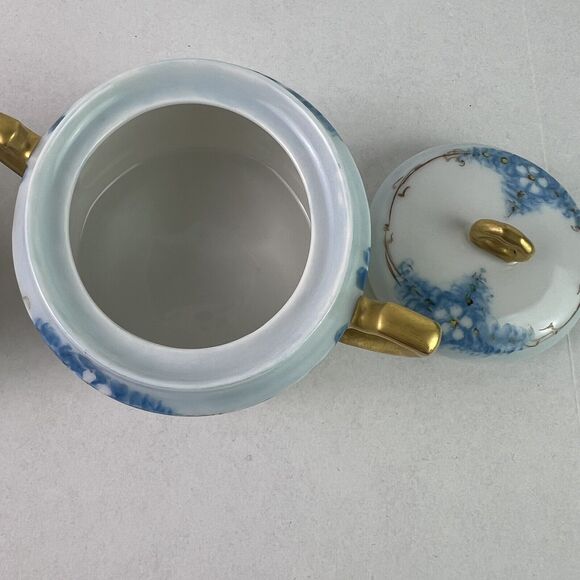 Vintage Epiag Czechoslovakia Footed Cream and Sugar Bowl Blue With Daisies - Picture 12 of 13